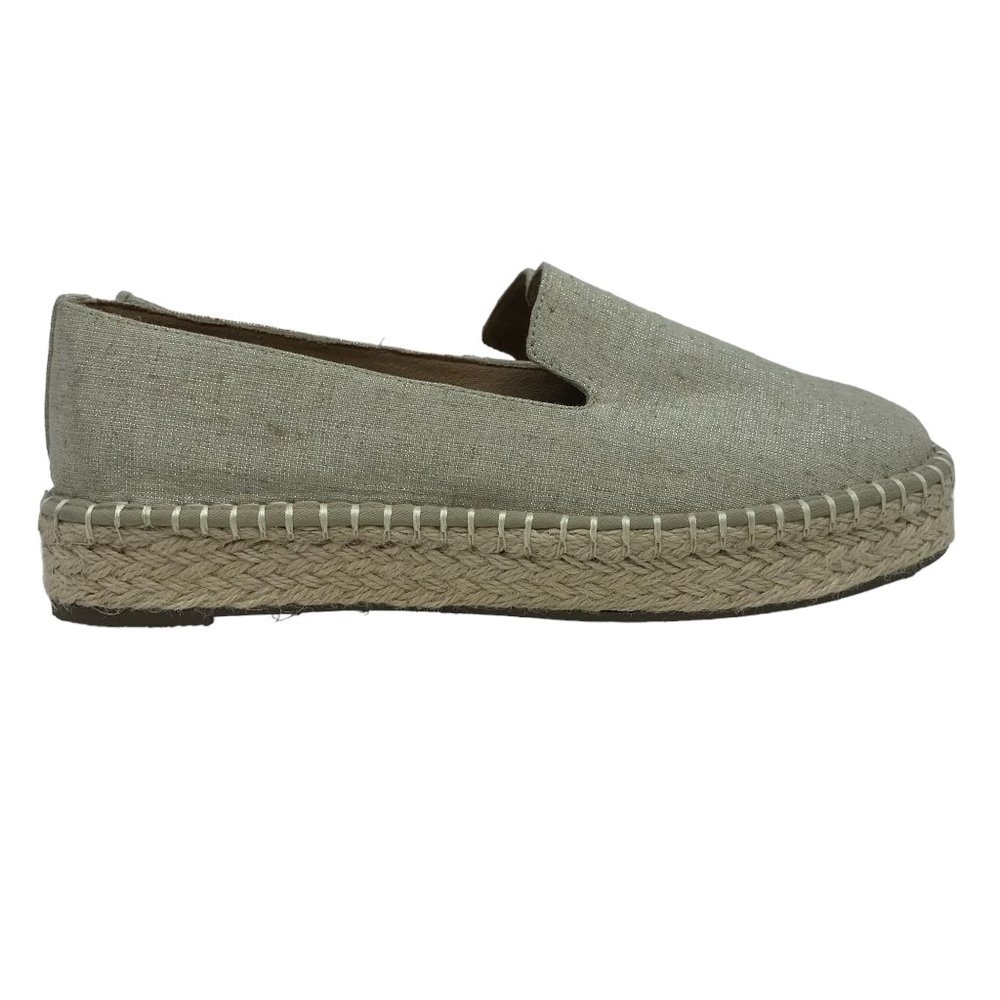 JOIE Cara Womens 8M Platform Espadrilles Tan & Silver Fabric Memory Foam - Picture 1 of 10